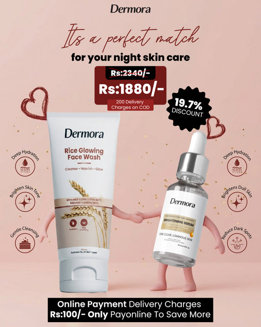 Dermora Rice Glowing Face Wash & Brightening Serum Night Care Bundle