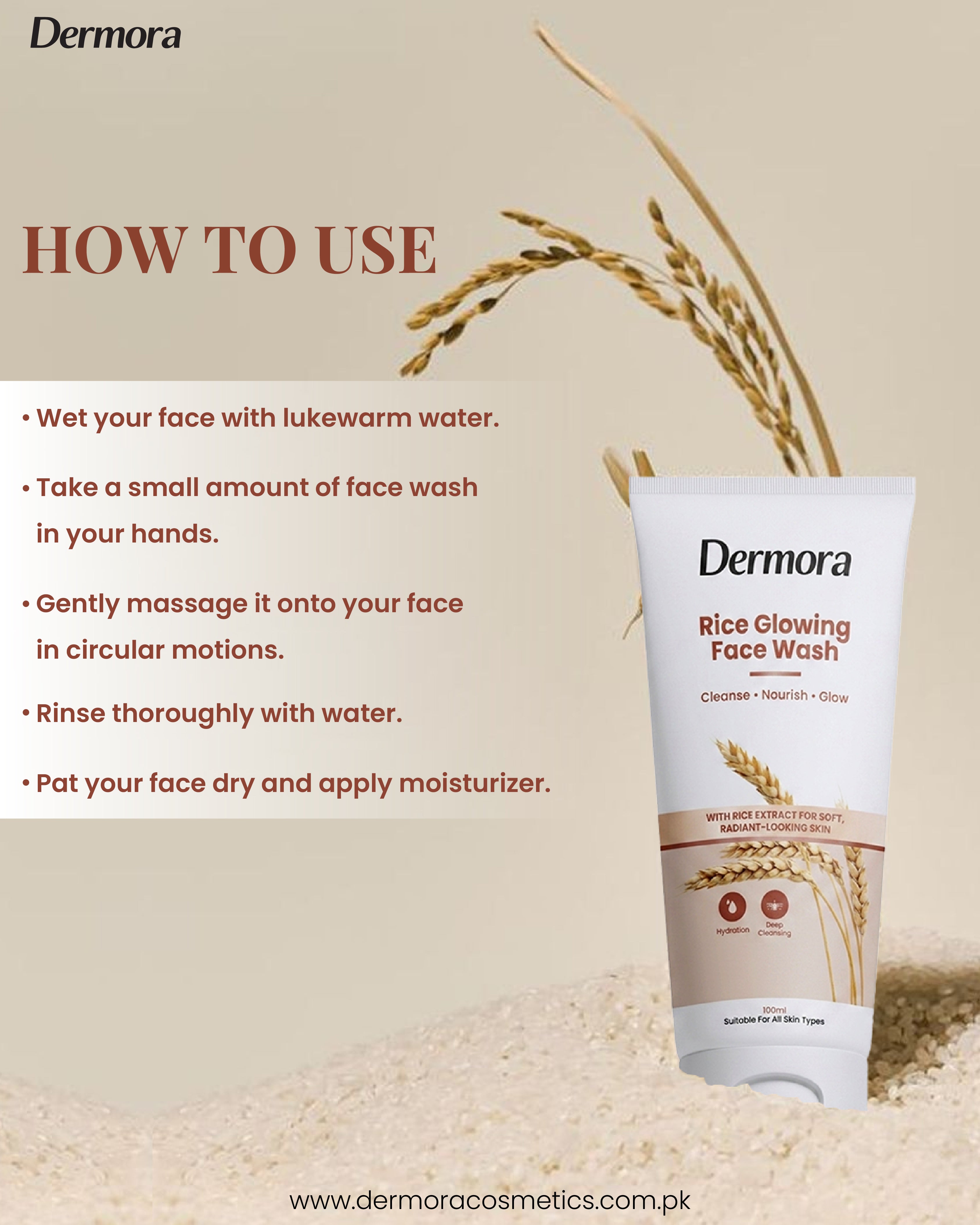 Dermora Rice Glowing Face Wash & Brightening Serum Night Care Bundle